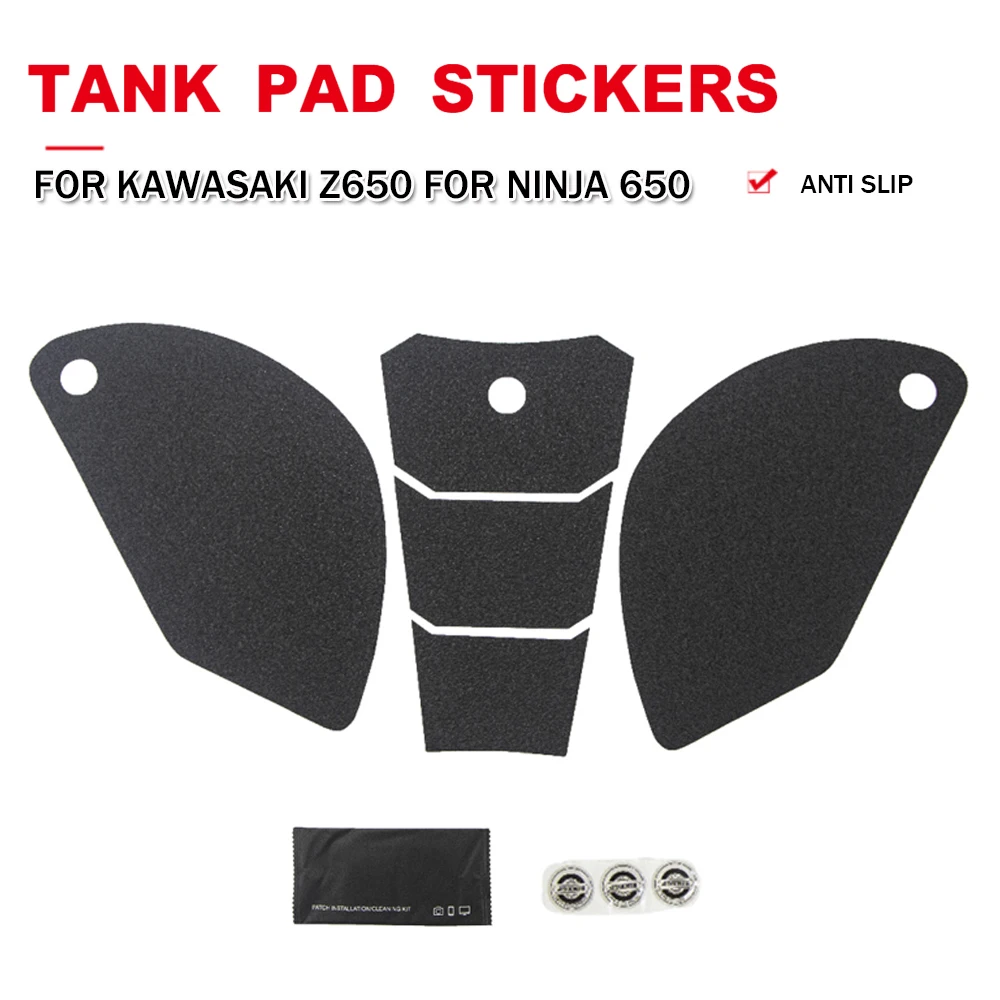 Motorcycle Anti-slip Fuel Tank Pad Stickers Side Gas Knee Grip Traction Decals For Kawasaki Z650 For Ninja 650 2017-19 2020 2021