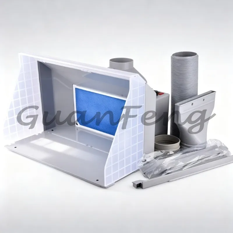 Portable Airbrush Painting Spray Booth Kit with LED Light Tubes & Exhaust Fan Filter