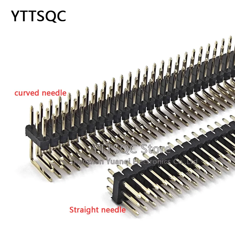 2PCS 3x40 P 2.54mm Pitch Pin Header Triple Row Male Right Angle Square Pins Through Hole Gold Plated Three Rows Space 2.54 2PCS