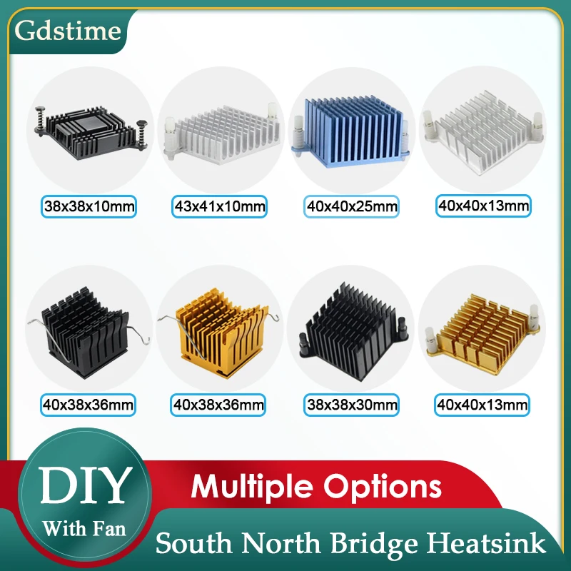 Gdstime 3cm 4cm South North Bridge 30mm 40mm Aluminum Cooling Heatsink Radiator for Cooling Electronic Chip CPU GPU VGA RAM LED