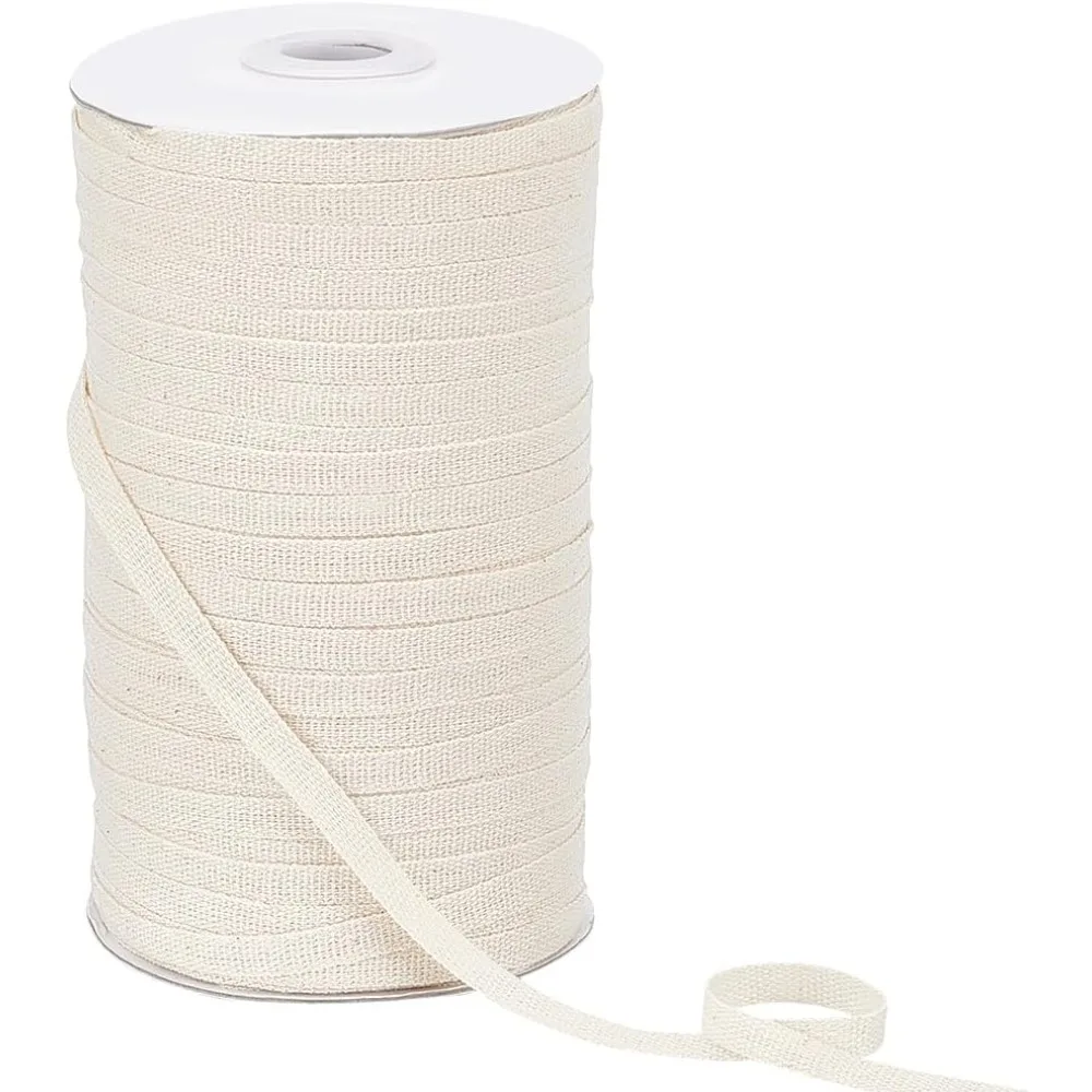 218 Yards White Cotton Ribbon 1/4 inch Woven Pattern Webbing Tape Bias Binding Tape for Home Decor Wrapping Gifts DIY Crafts
