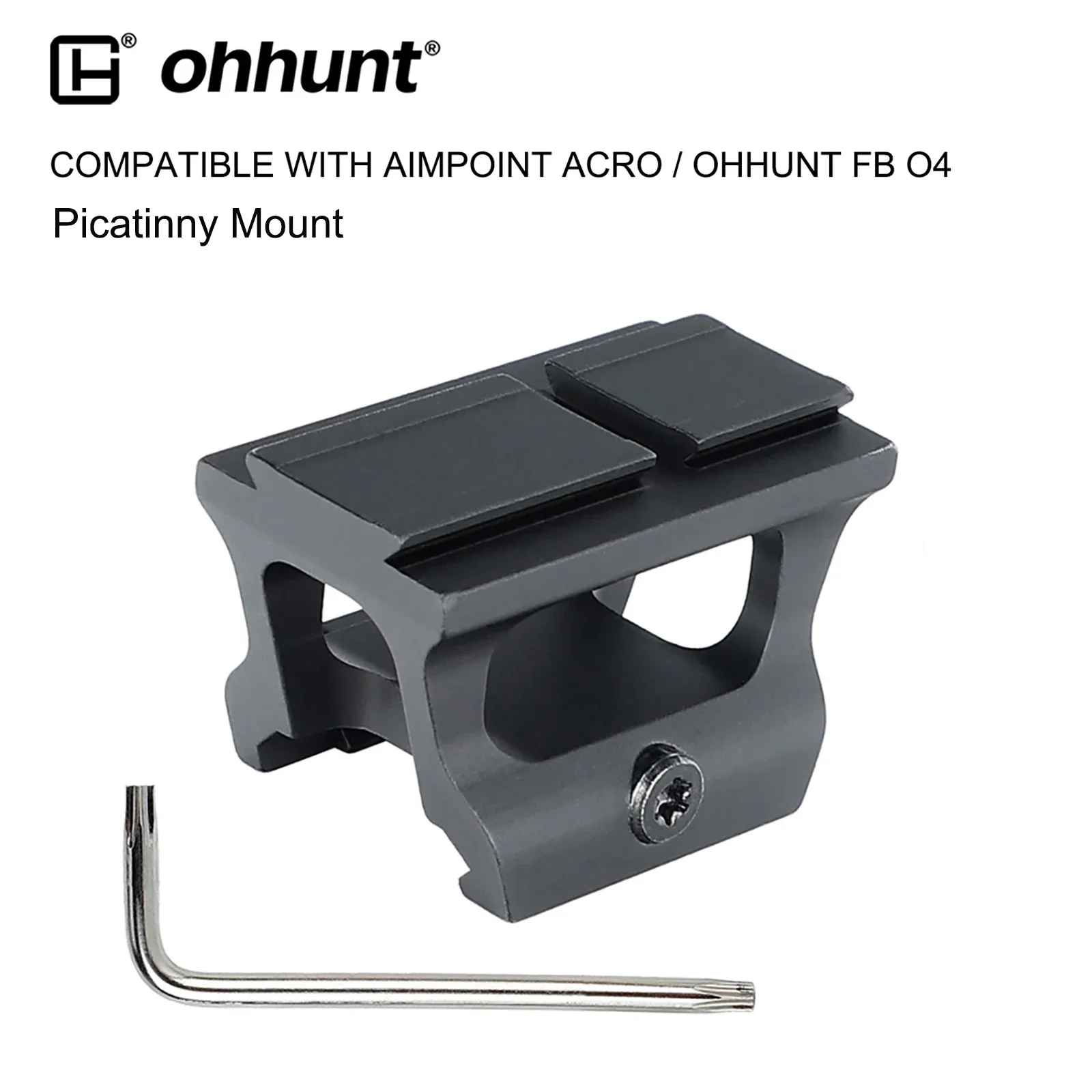 ohhunt ®   Support de montage Picatinny pour optique Co-Witness (1/3 inférieur) compatible avec FB-O4/ACRO P1/P2