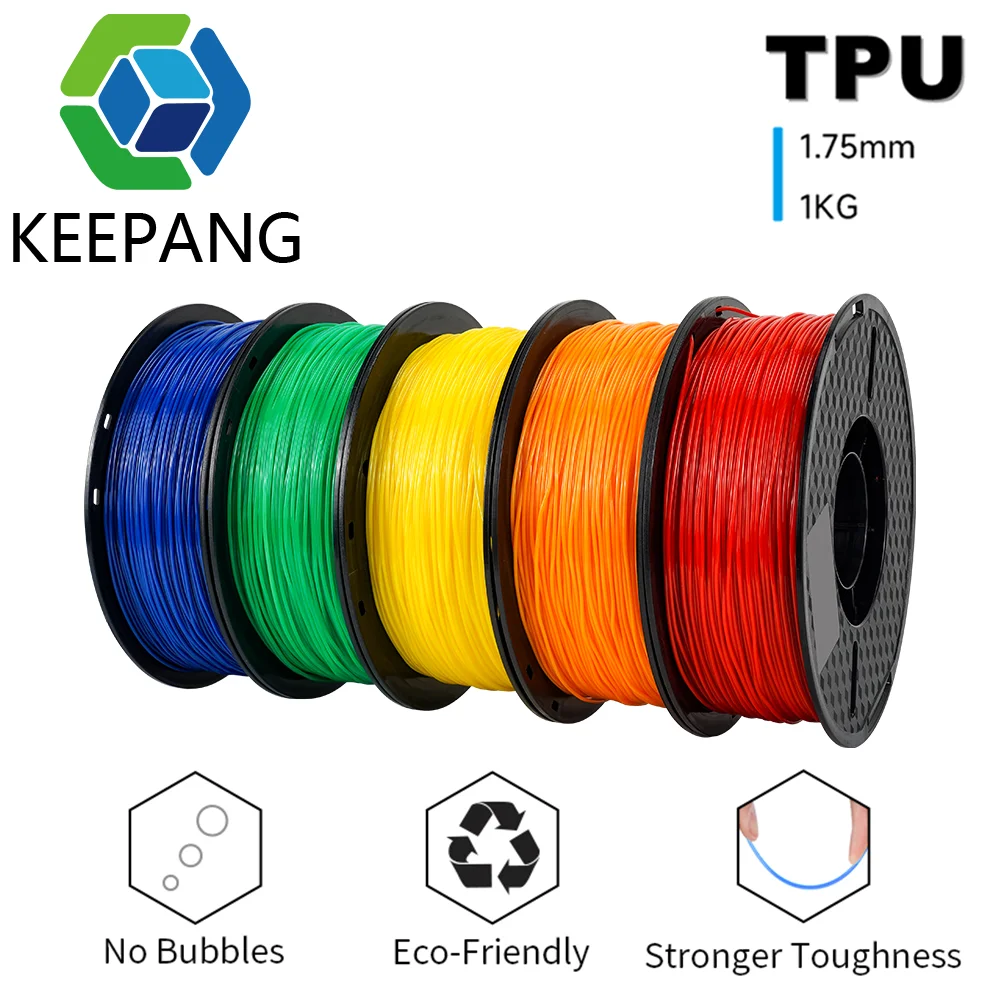 TPU 3D Printer Filament 1.75mm 1kg Spool(2.2lbs) 95A Shore Hardness Good Durability Flexible Filament for FDM 3D Printer