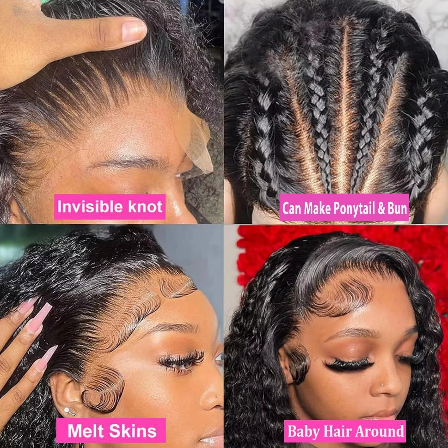 360 HD Full Lace Front Wigs Curly Wig Human Hair Pre Plucked Deep Wave Invisible Strap Wig 13x4 13x6 HD Lace Frontal Wig image 4