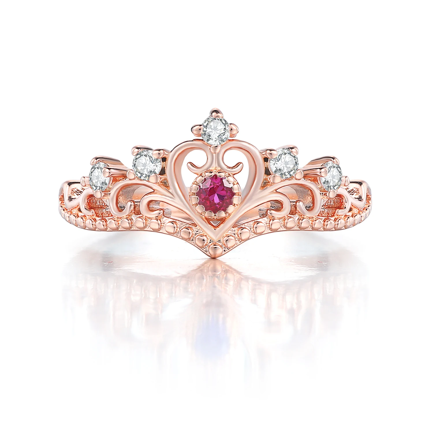 Princess Crown Rings For Teen Female Women Luxury Hollow Colorful Crystal Beautiful Rings Fashion Jewelry Gift For Female KBR212