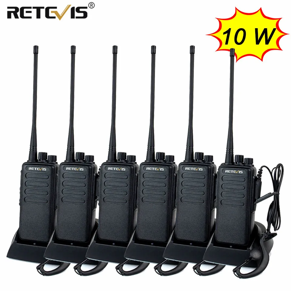 10W High Power Walkie Talkie 6PCS Retevis RT1 VHF (or UHF) Analog Long Range Two Way Radios For Business Factory Warehouse Farm