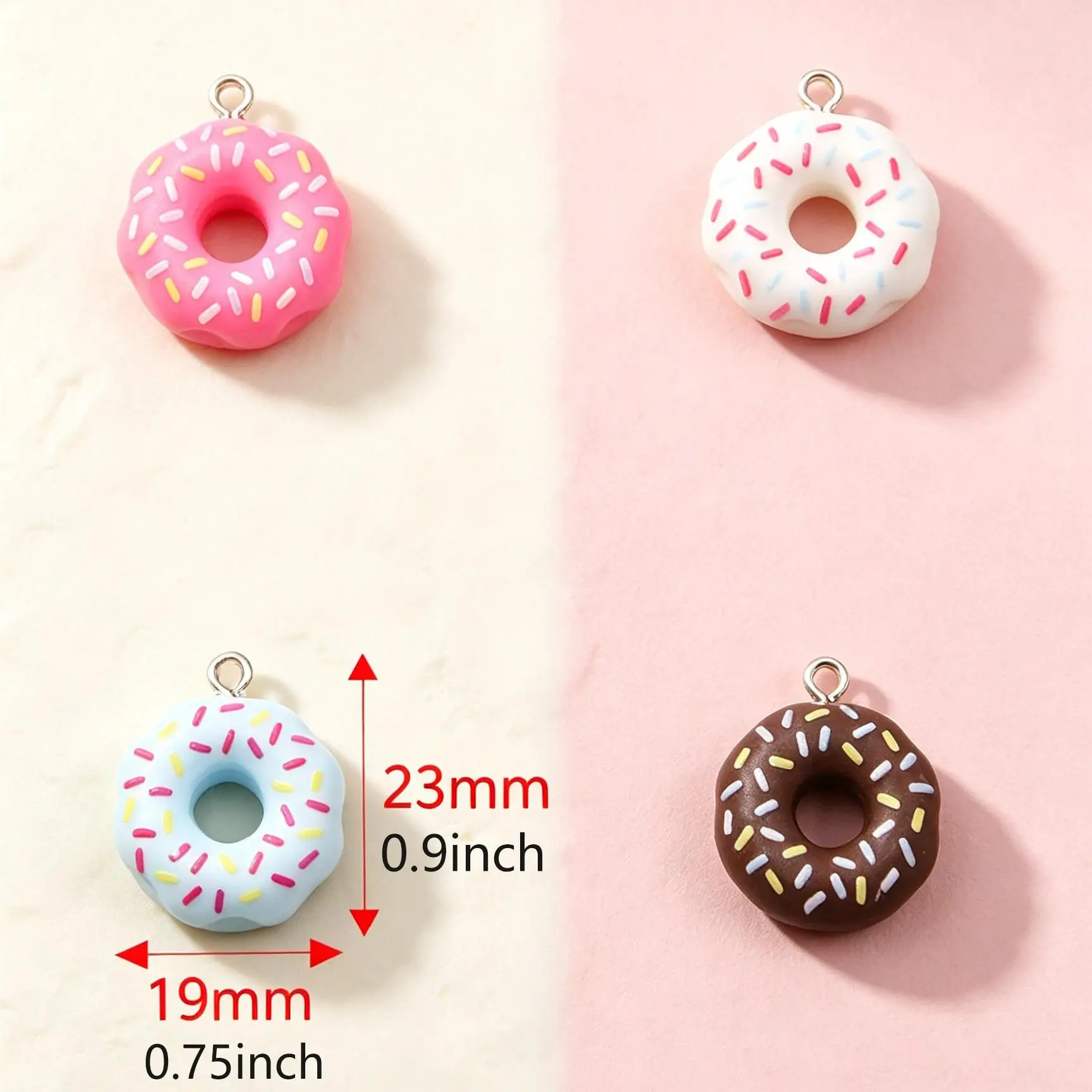 10PCS Random color mixin Colorful Sprinkles Donut Resin Charms, DIY Making Pendants for Necklace Bracelet Keychain Crafts