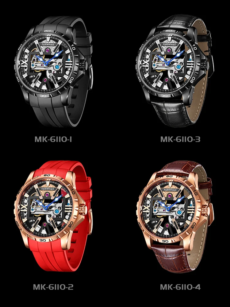 

43mm Stainless Steel Automatic Watch Install Automatic Movement Men Luxury Watches Rubber Strap Sapphire crystal glass Watch