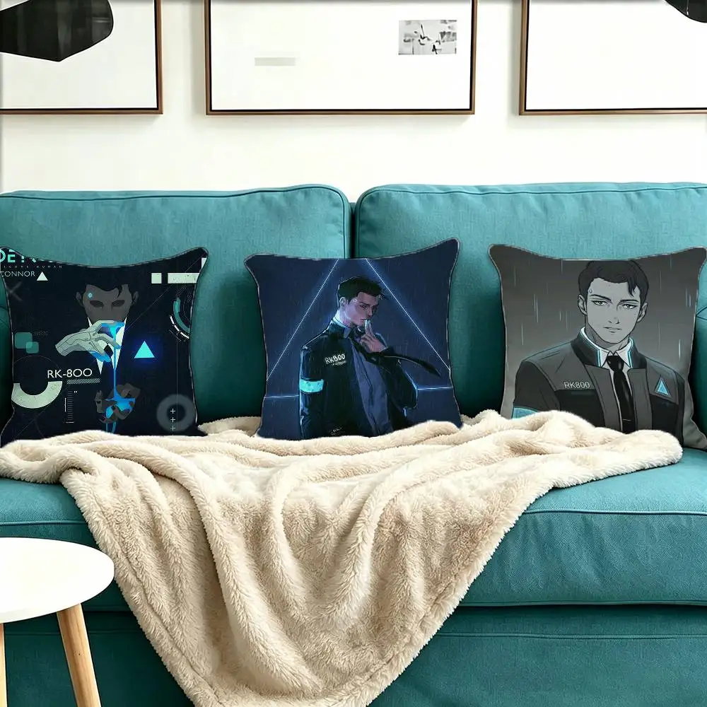 D-Detroit Become Human Connor Pillow Case Square Double-Sided Sofa Cushion Cover Bedroom Bedside Pillow
