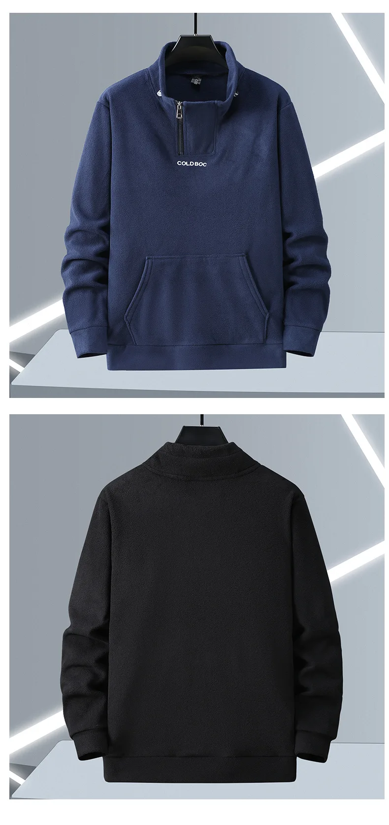 Plus Size 12XL Men's Sweatshirts Half Turtleneck Zip Up Pullover Male Polar Fleece Oversize Loose Fit Extra Big Large 10XL 11XL