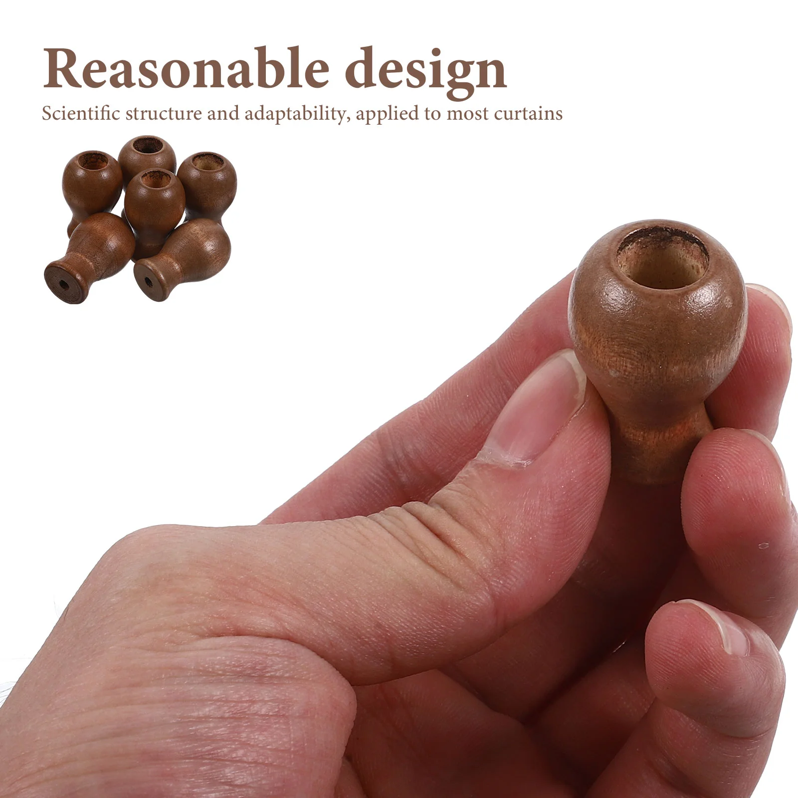 Curtain Knobs Drops Pull End Venetian Accessories Wooden Pendants 6pcs (Brown) Cord Tassel Fringe