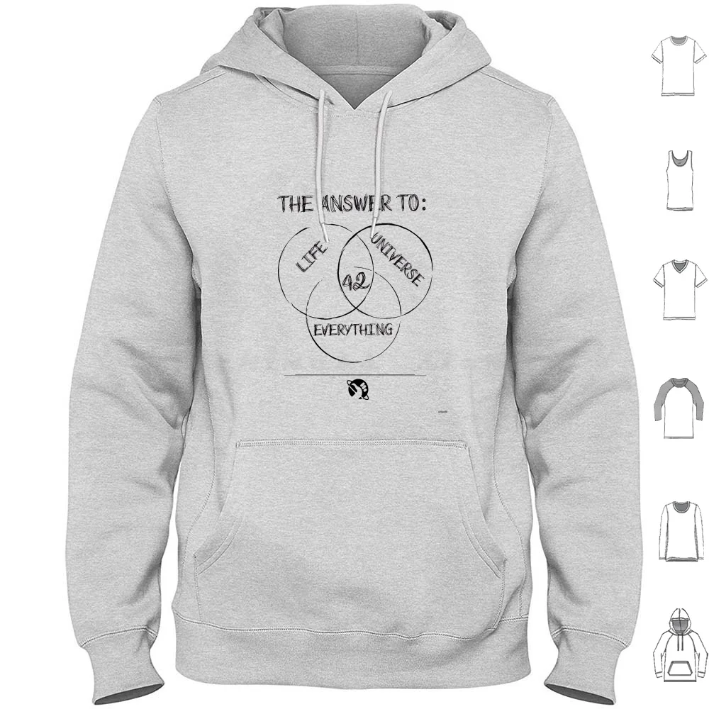 The Answer Is... 2 White Hoodies Long Sleeve Hitchhikers Guide To The Galaxy Ironic 42 Douglas Adam Dont Panic Book