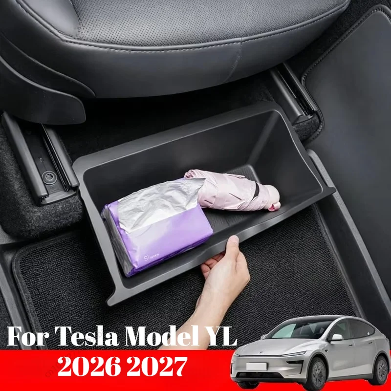 Under-seat storage box Seat storage Main and co-passenger car storage utility box accessories For Tesla Model YL 2026 2027