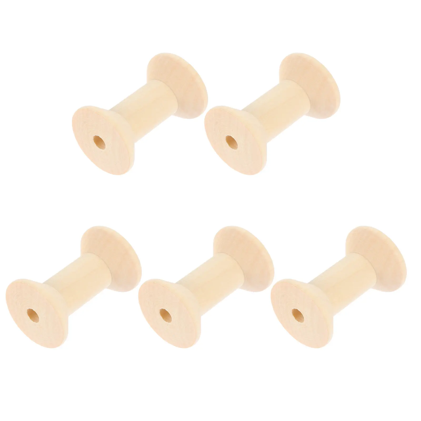 5Pcs Wooden Thread Spools Premium Natural Wood Sewing Supply for Crafts Dress Making Wire Twine Bobbin Storage DIY Craft Bobbins view 2