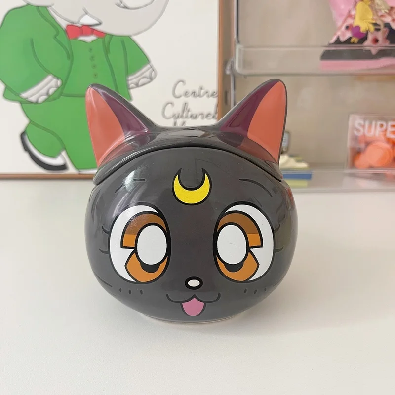 2024 neue Ankunft Sailor Moon Katze Keramik Tassen Schwarz Weiß Katze Cartoon Becher Mit Griff Anime Nette Trinken Wasser Milch Tasse Weihnachten geschenk