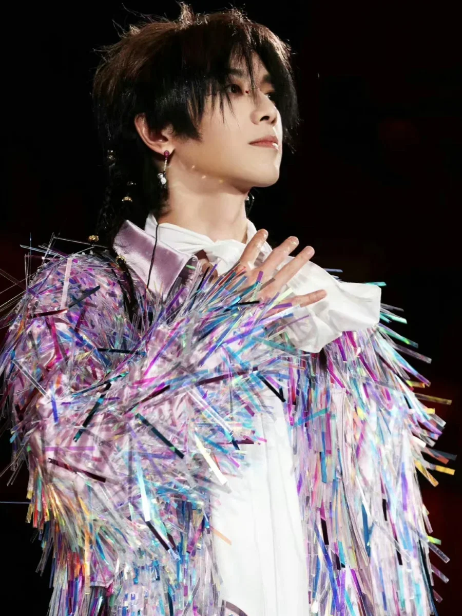 ג'קט שרוול ארוך בצבעי הקשת החדשים עם סימפוניה בלייזר, הופעה חיה בבמה, תחפושות לריקוד במועדון DJ, זמרים פאנק רוק