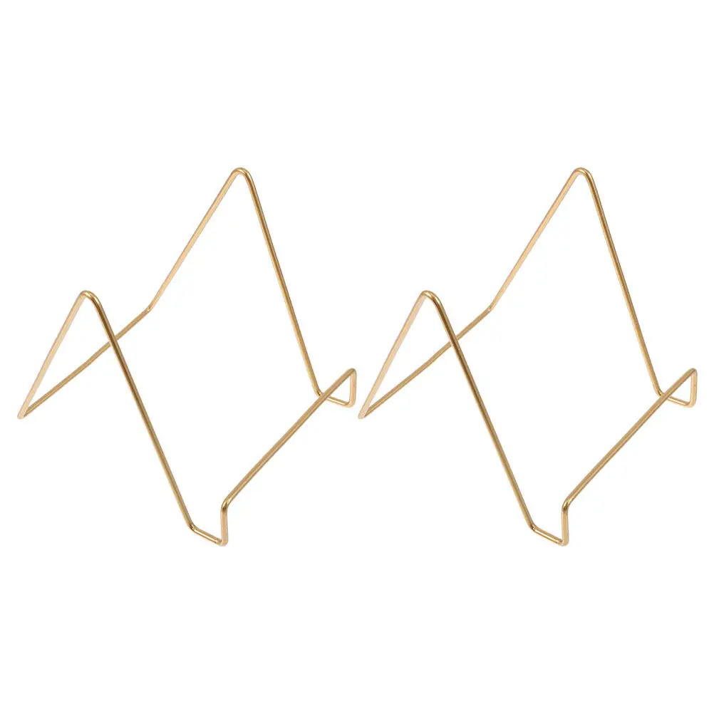 2Pcs Gold Metal Plate Display Stand Multi Functional Heavy Duty Easel for Cookbooks Picture Frames Postcards Book Stand