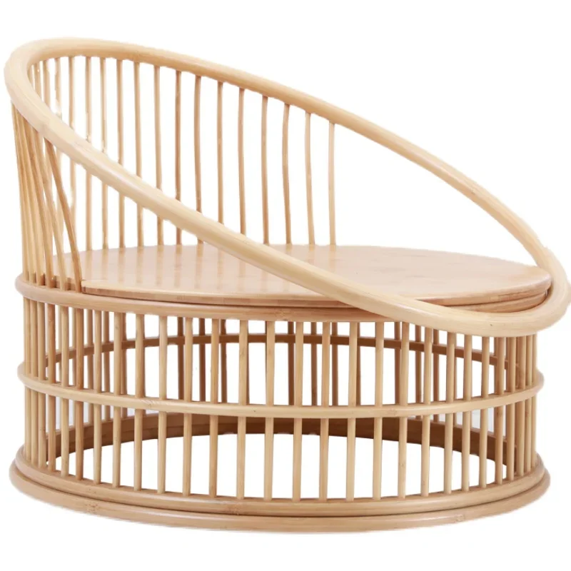 Bamboo Tatami Chair Balcony Bay Window Backrest Seat Living Room Casual Low Stool Minimalist Modern Furniture