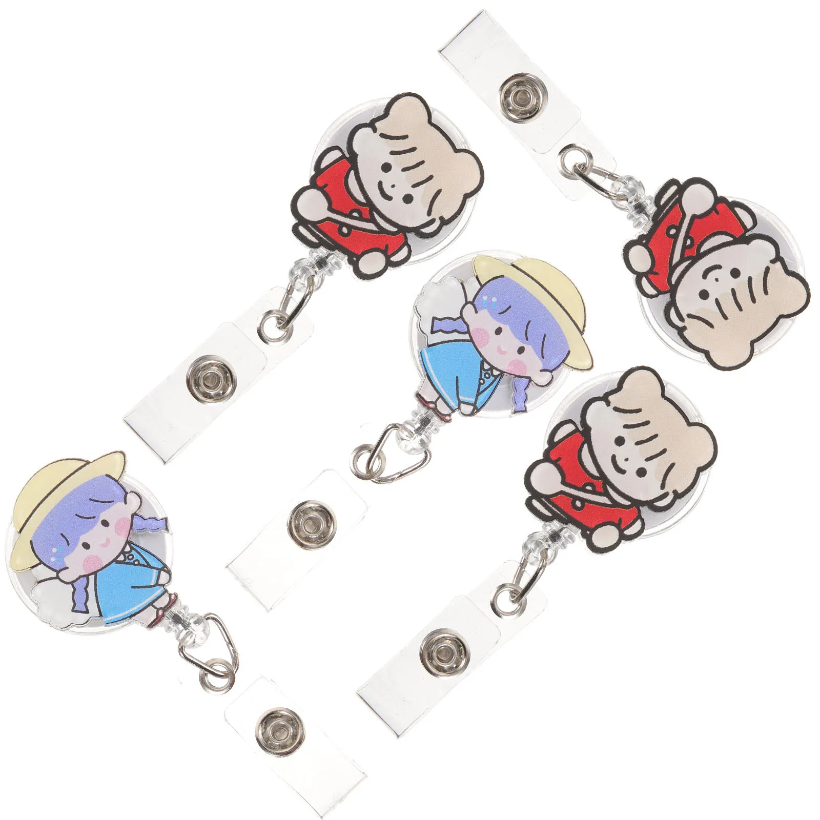 

5Pcs Badge Holder Retractable Id Card Clip Multi-Function Name Tag Reel for Employee Nurse Student Industry Workers Use