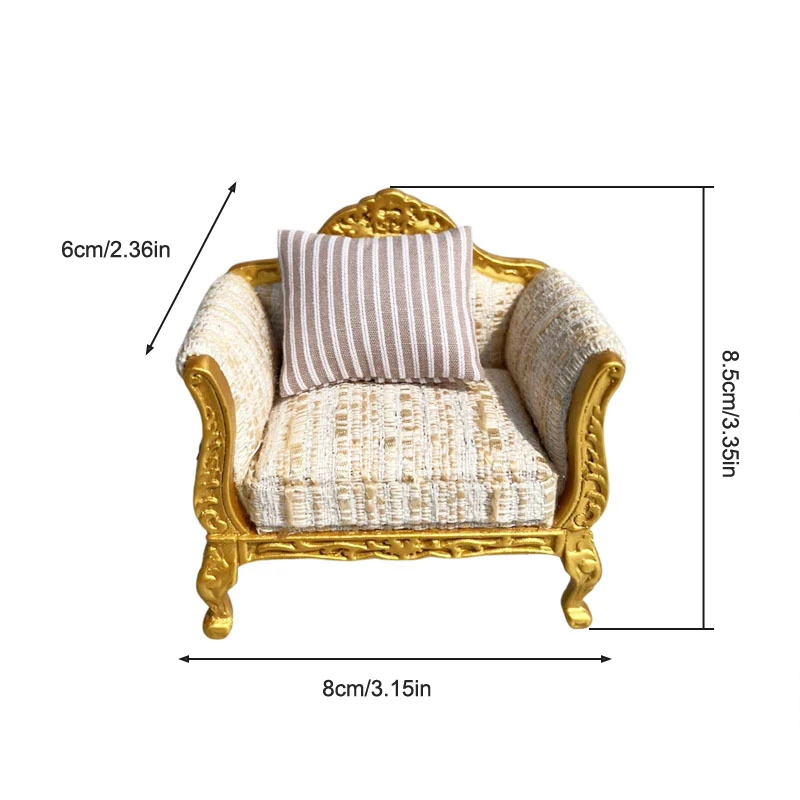 1/2PCS 1/12 Dollhouse Miniature Single/Double Sofa Handrail Back Sofa Doll House Furniture Living Room Accessories Decor Toy