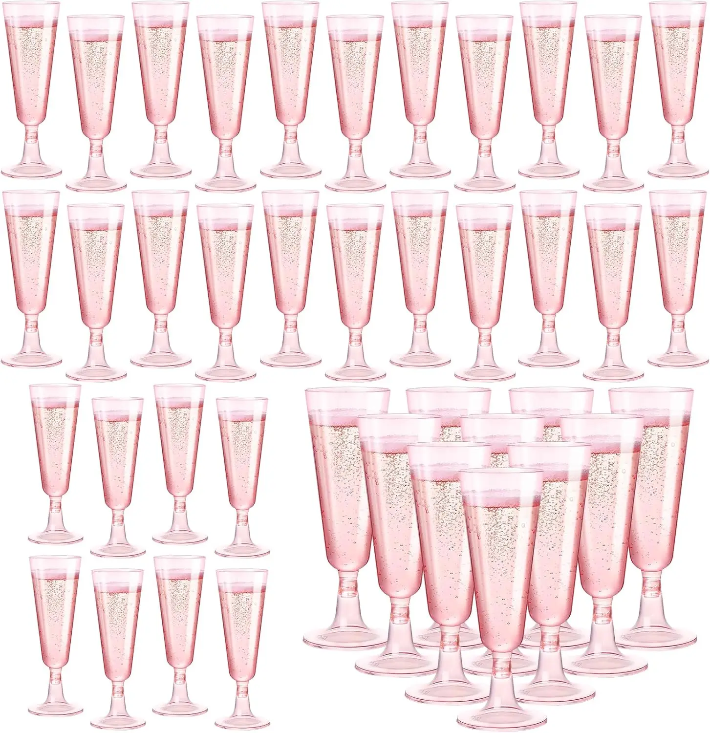 

40 Pcs Pink Champagne Flutes, 5 Oz Disposable Plastic Glasses for Wedding, Birthday, Bridal Shower