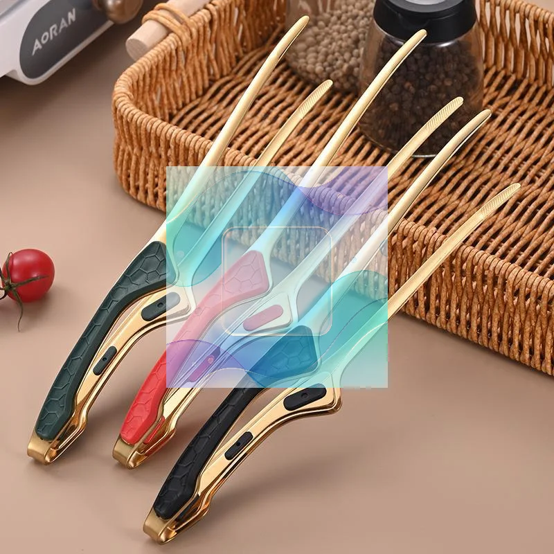 Stainless Steel BBQ Tongs Food Grade Non Slip Easy Clean Reusable Utensils for Barbecue Picnic Home Baking Grilling