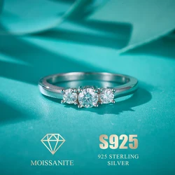 Luxury Jewelry Wedding Rings 925 Sterling Silver Three Stone Engagement Rings VVS D Moissanite Ring Trilogy Moissanite Ring
