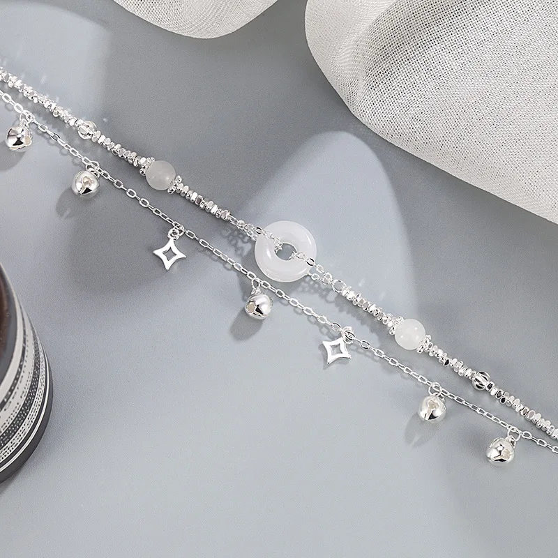 سوار فضة إسترليني للنساء ، يشم ، أخضر ، أبيض ، دائرة ، حبة غير منتظمة ، لؤلؤ ، موضة فتاة ، مجوهرات هدية ، دروبشيب ، بيع بالجملة #3