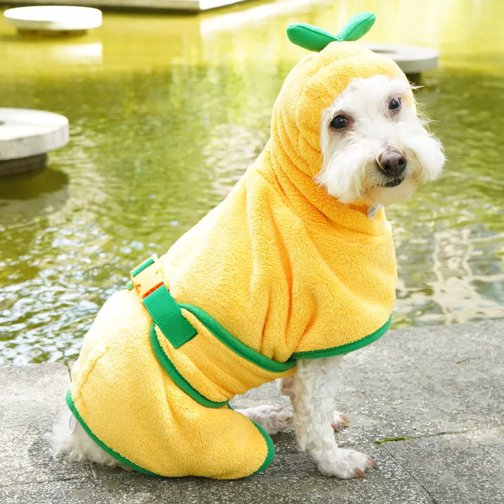 Bathrobe for Dogs Super Absorbent Fast Drying Hooded Cute Pet Bathrobe Towel for Cats Dogs Adjustable Microfiber Coat Corgi Pugs
