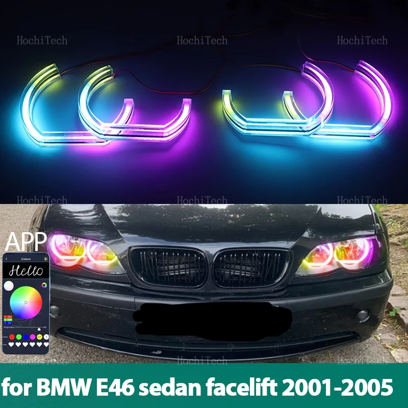 

For BMW 3 Series E46 Sedan Facelift 2001-2005 Flowing multi-colored Ring Angel Eyes RGB LED App control turn signal light
