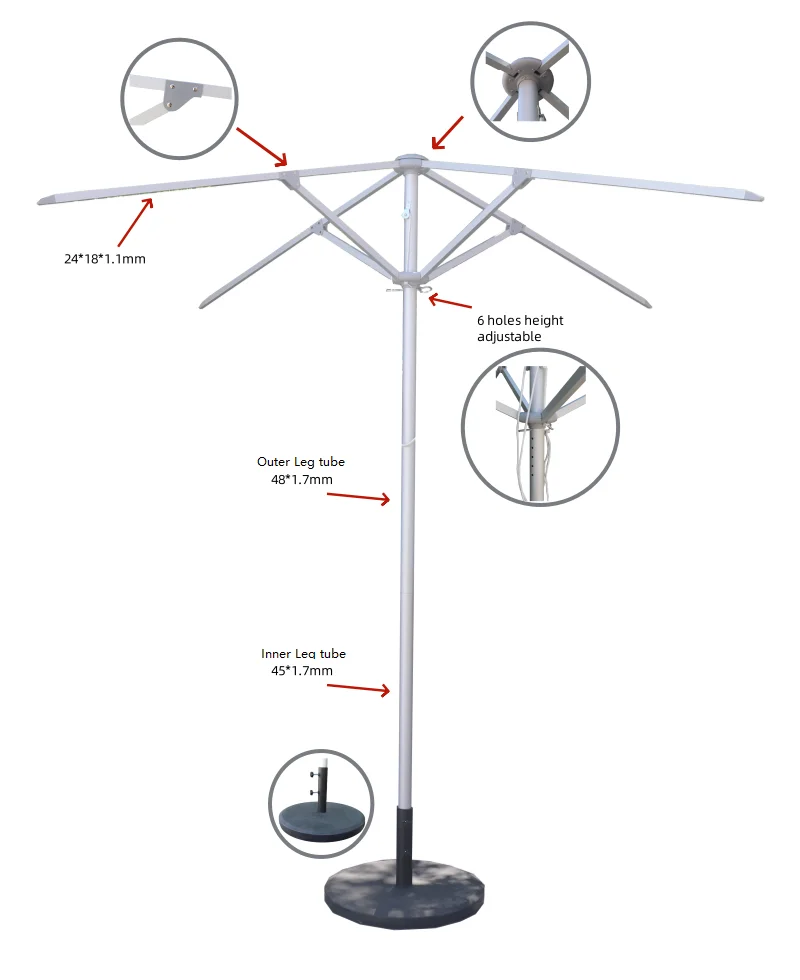 Custom Printed Logo 2x2m Outdoor Garden Parasol Umbrellas Aluminum Frame Pop Parasol for Patio Advertising & Events Promotion