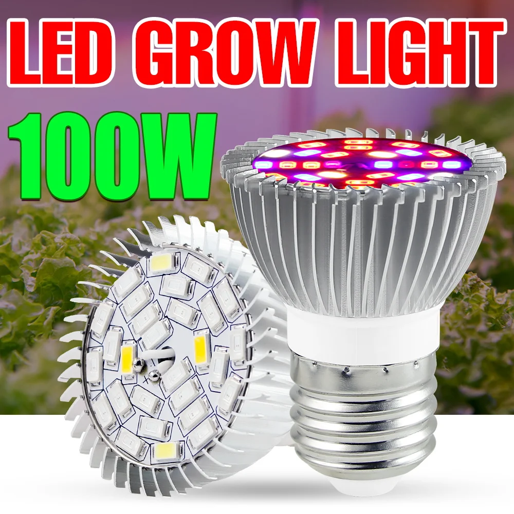E27 LED Phyto Lamp Volledige Spectrum Grow Gloeilamp E14 Plant Spotlight 220V Indoor LED Planten Fitolamp 18W 28W 30W 50W 80W 100W