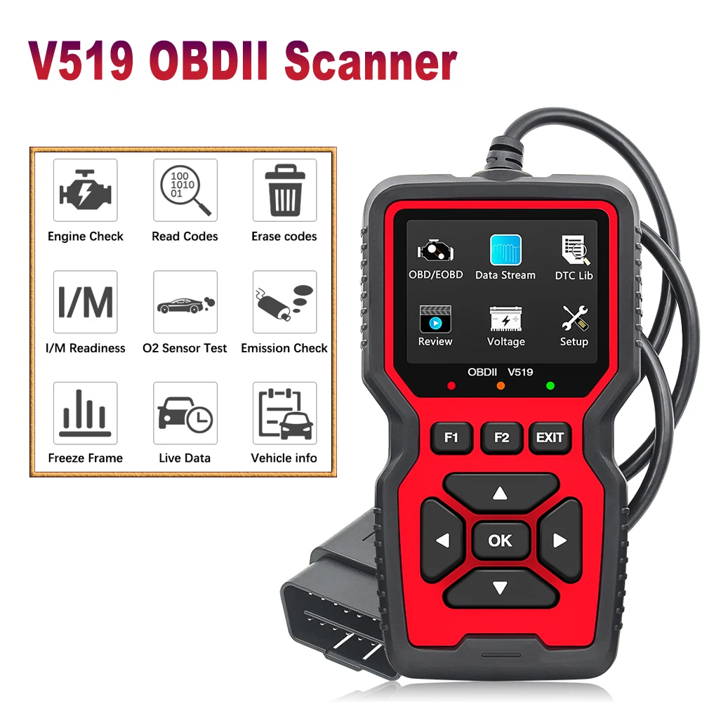 V519 OBDII Code Reader Car Diagnostic Scan Tool Automotive ODB2 Voltage Tester OBD 2 Scanner Auto Tools PK ELM327 V1 5