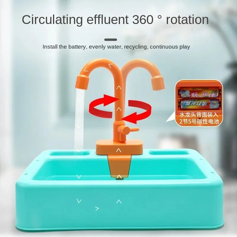 Kitchen Toy Plastic Dish‑Wash Sink Set, Children Simulation Pretend Role‑Play Housework Kit Early Educational Toy for Kids view 3