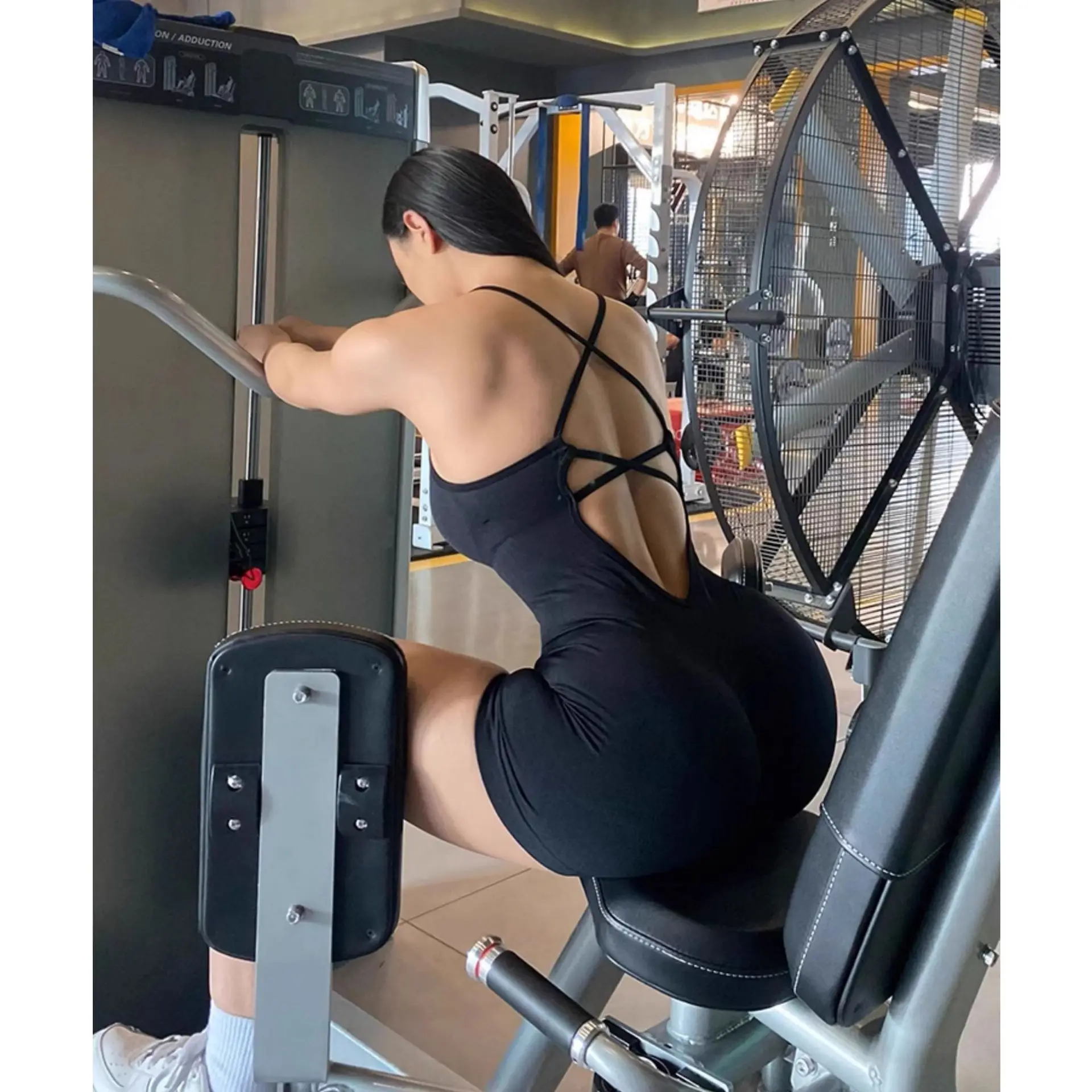 WAREBALL Yoga Set JumpSuits Sportswear Women Fitness Rompers Sexy One Piece Strap Tummy Control Padded Sports Bra Workout image 4