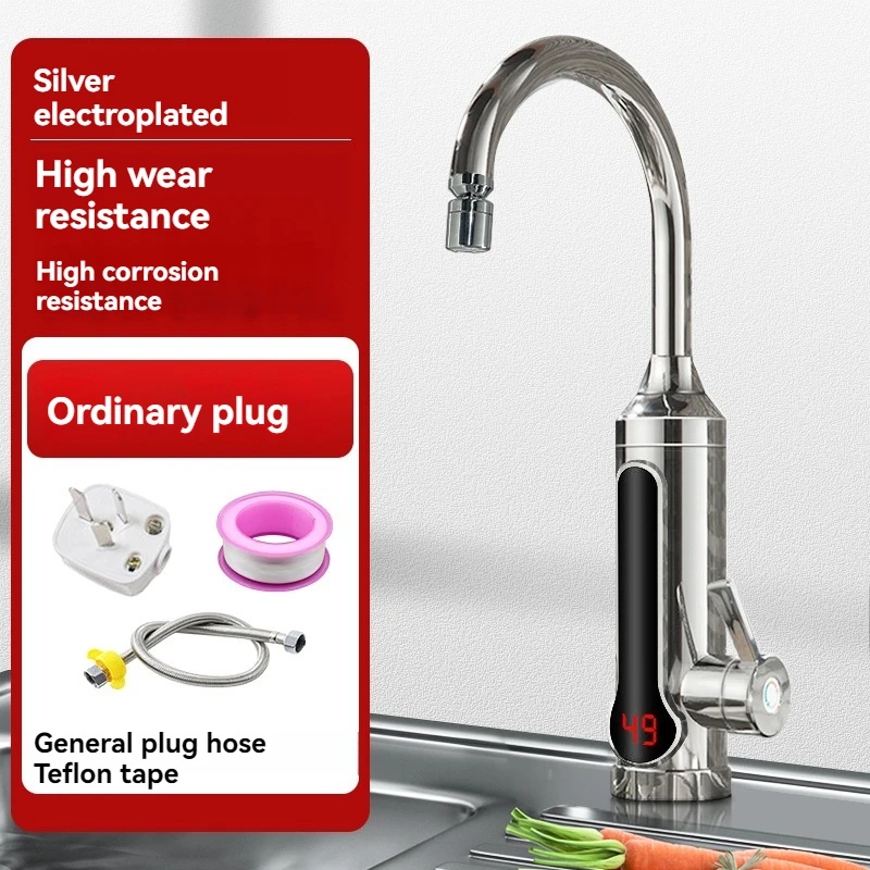 Electric Water Heater  Kitchen Faucet Tankless Instant Heating Water Tap Flowing Heated Mixer Digital Display