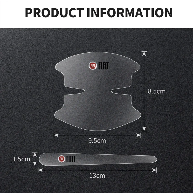 8pcs Car Door Bowl Anti-scratch Badge Clear Door Handle Sticker For Fiat JUNTO abarth 500 stilo ducato palio bravo doblo Egea
