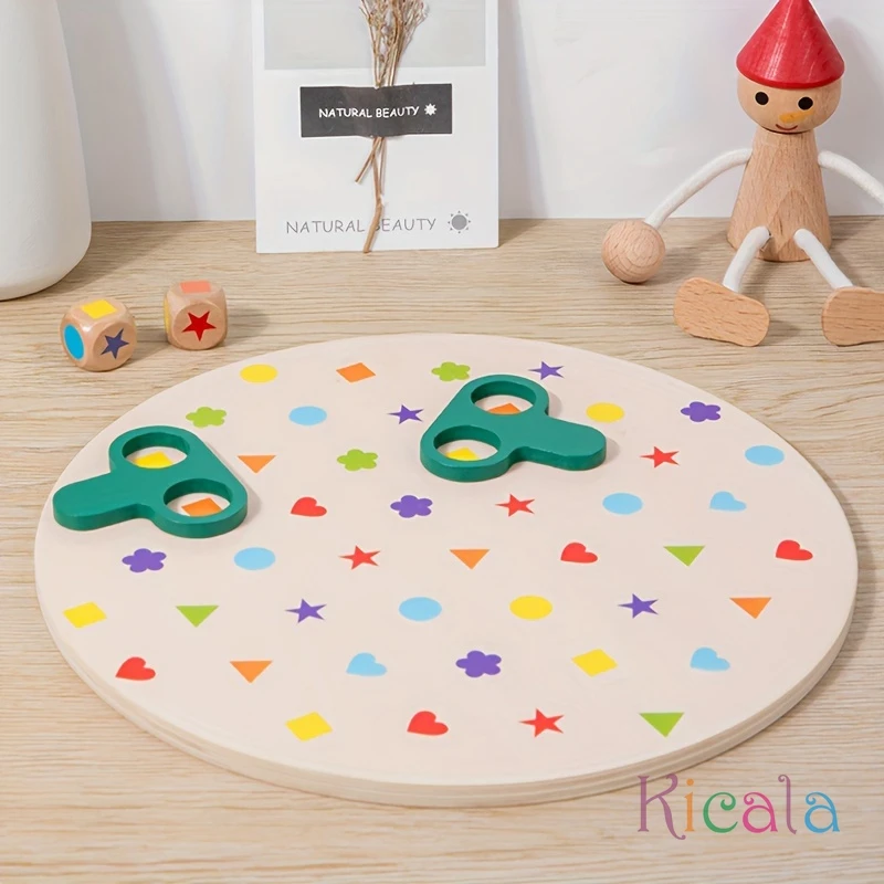 Wooden Table Game, Parent-child Interactive Game Puzzle Shape Matching Toy Training Concentration Finding Picture Toy