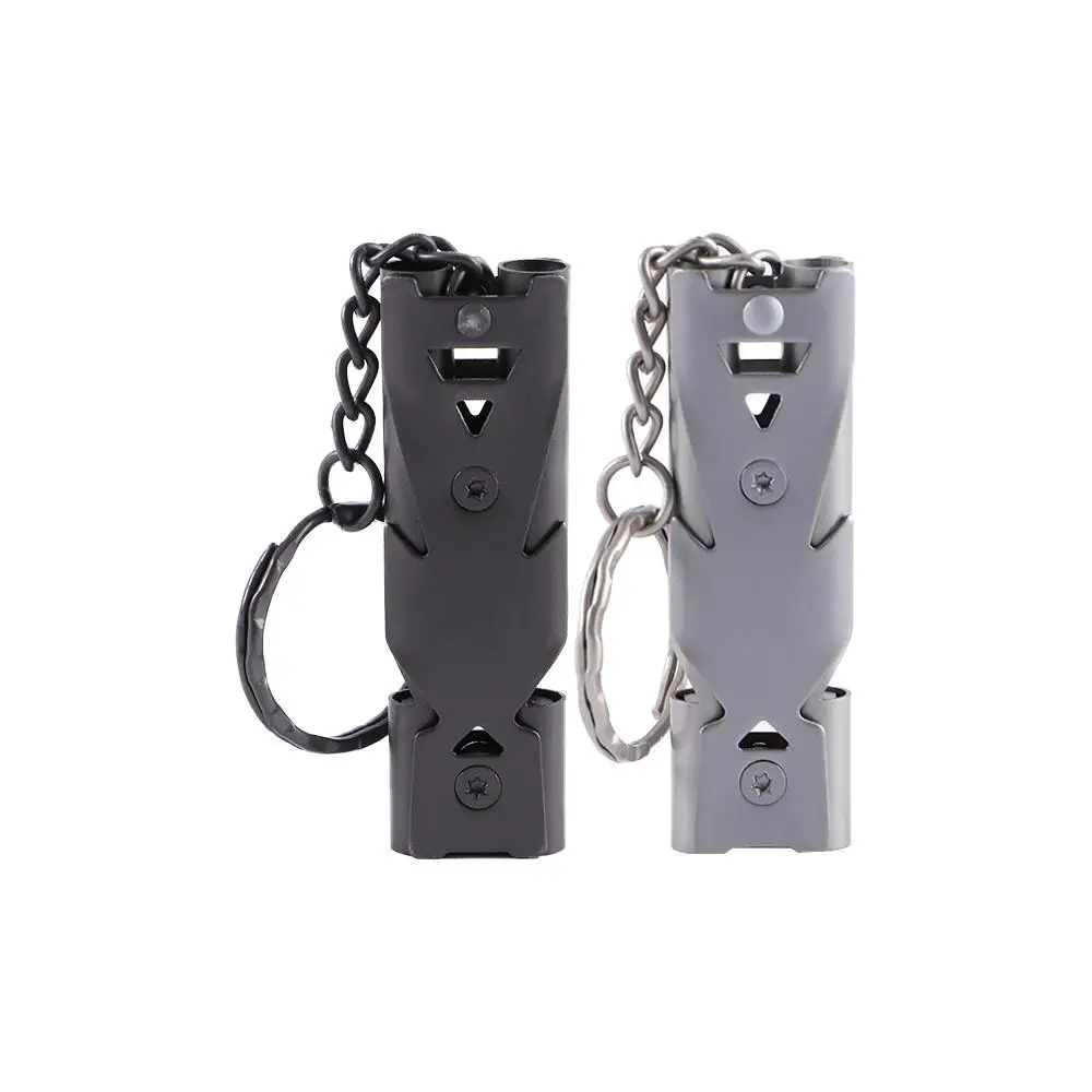 

Portable Survival Stainless Steel High Decibel Keychain Whistle Double Pipe
