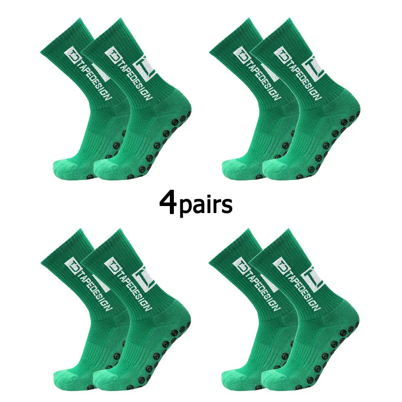 4 Paren/partij 2024 Nieuwe ANTI SLIP Tapedesign Voetbal Sokken Mid Kalf Antislip Voetbal Sport Fietsen Sport Heren Sok EU38-45