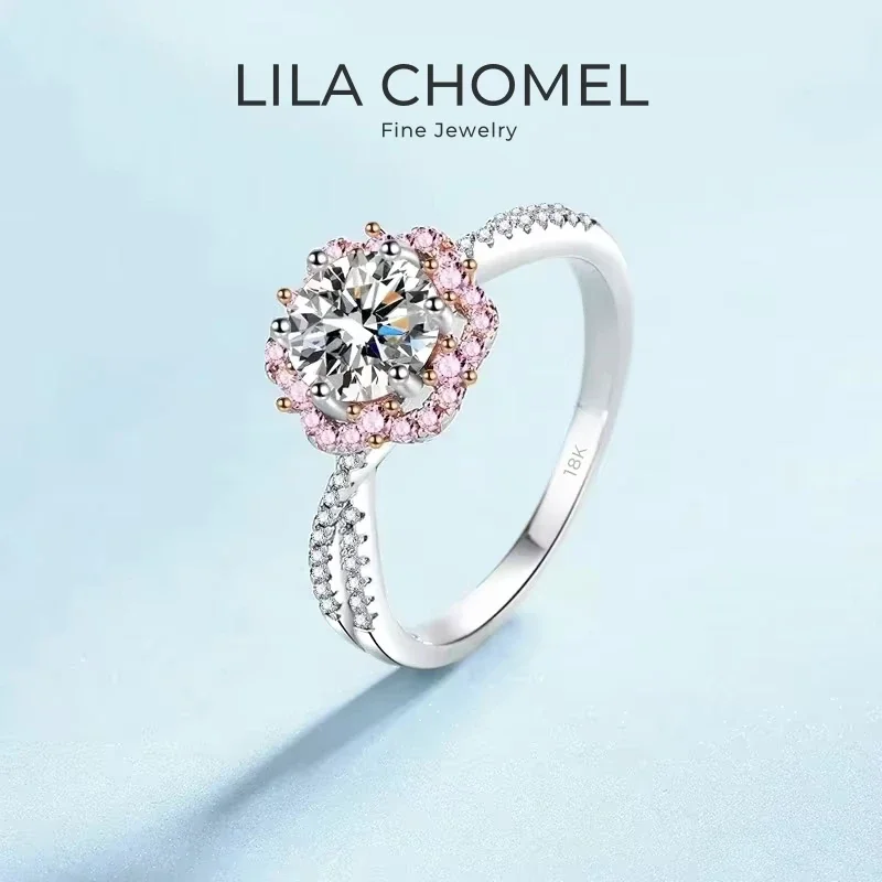 Girl Friend Birthday Gift 18K White Gold Women Wedding Bands 1CT Moissanite Diamond Engagement PT950 Valentine's Day Wife Rings