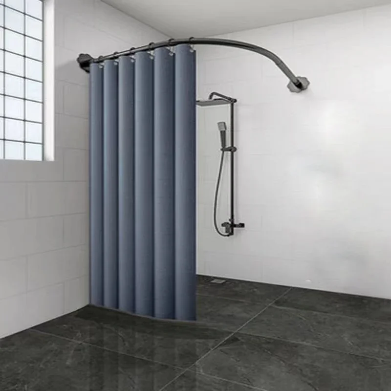 Curved Shower Curtain, L-shaped Telescopic Rod Without Drilling,  Bathroom Partition Curtain，No Water Barrier