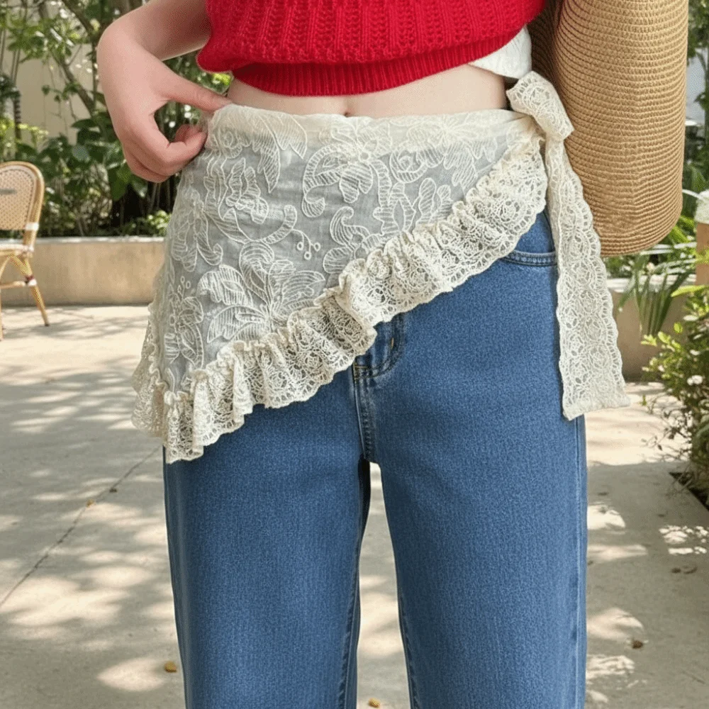 Retro Floral Printed Lace Triangle Scarf Embroidered Wraps Lace Headband Korean Pastoral Style Butt Curtain Travel