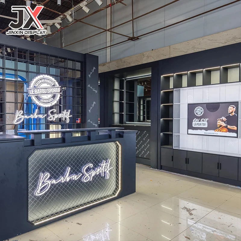 custom.Modern Custom Design Hairdressing Display Furniture Fashion Hair Salon Shop Counter Mall Retail Store Showcases Factory D