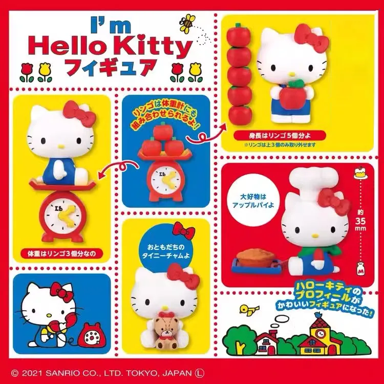 Sanrio Hello Kitty Apple Chef Dress Up Gachapon Doll Gifts Toy Model Anime Figures Collect Ornaments