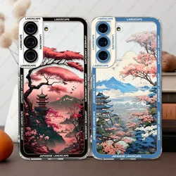 Case For Samsung Galaxy S24 S20 S21 FE S22 S23 Ultra A32 A33 A50 A52 A53 A73 A54 A14 Soft Cover Japanese Landscape Waves