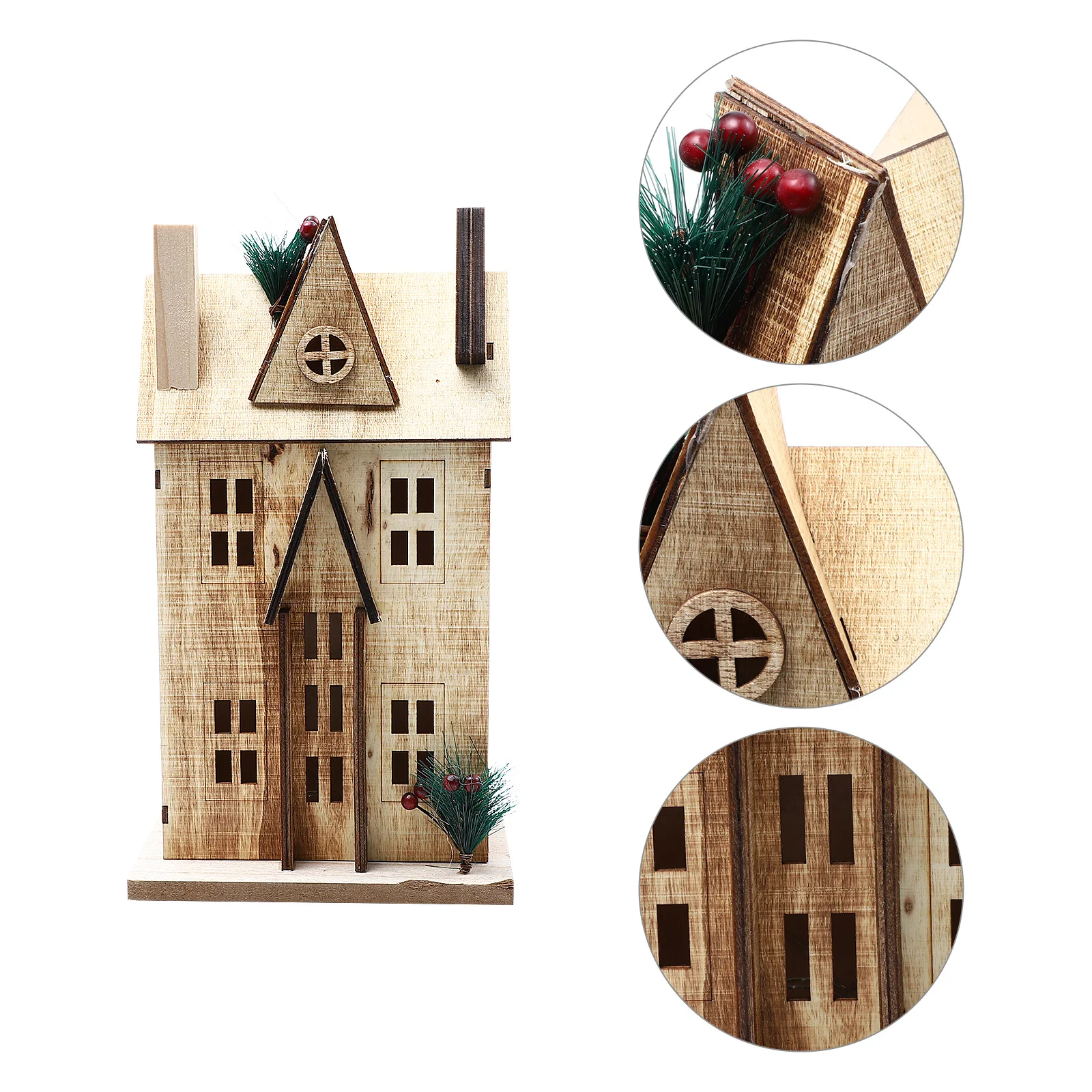 

1Pcs Xmas Luminous Wooden House Decor Nordic Style Desktop Ornament Christmas Cabin Home Desktop Glowing Xmas Craft