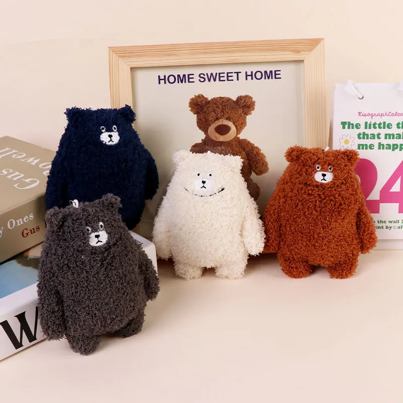 Kawaii Curly Furry Bear Plush Keychain Simple Face Little Bear Doll Pendant Soft Stuffed Animal Toy Backpack Bag Decor Gift