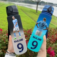 650ml Football Star Haaland Water Cup Portable Outdoor Large Capacity Sports Fitness Flip Cover Drinking Bottle Fans Gifts