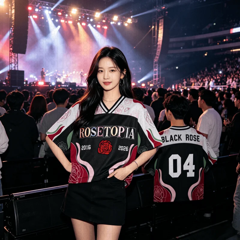 

26 Summer Kpop Concert Supports Vibe on Rosetopia World Tour Rose Shirt Summer Street Retro Quick Drying T-shirt - Beach Surfing